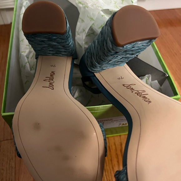 Sam Edelman Blue Yoana Rafia Sandals - Picture 6 of 7